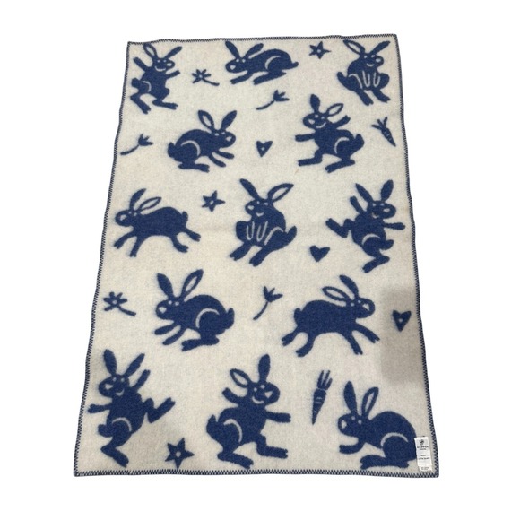 Klippan Reversible Bunny Print Wool Blend Throw Blanket 34x52 Lotta Glave Easter